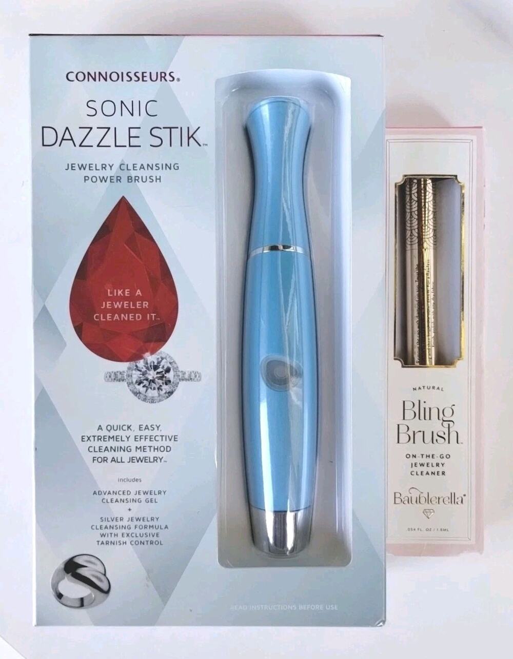 Sonic Dazzle Stick Connoisseurs Jewelry Cleaner Kit AND Baublerella Bling Brush